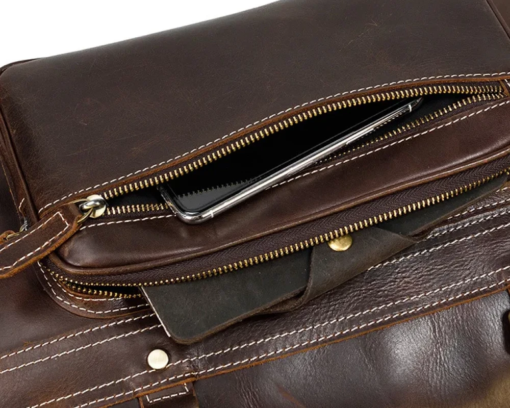 mens black leather carry on bag