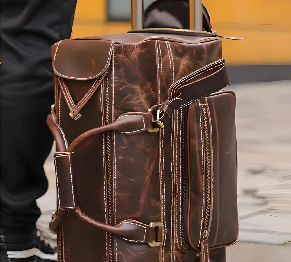 vintage leather carry on